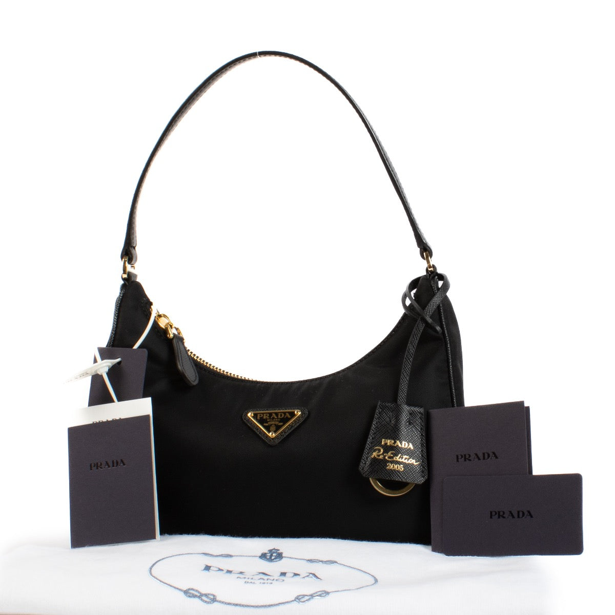 Shop safe online at Labellov in Antwerp and Knokke this 100% authentic second hand Prada Black Nylon Re-Edition 2000 Mini Shoulder Bag