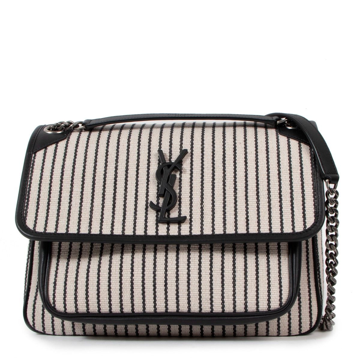 Saint Laurent Niki Medium Striped Canvas Shoulder Bag