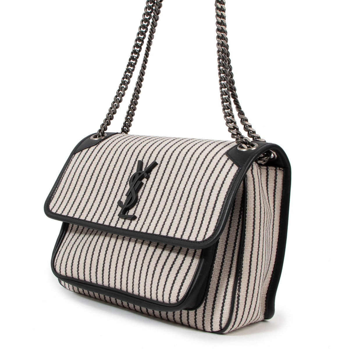 Saint Laurent Niki Medium Striped Canvas Shoulder Bag
