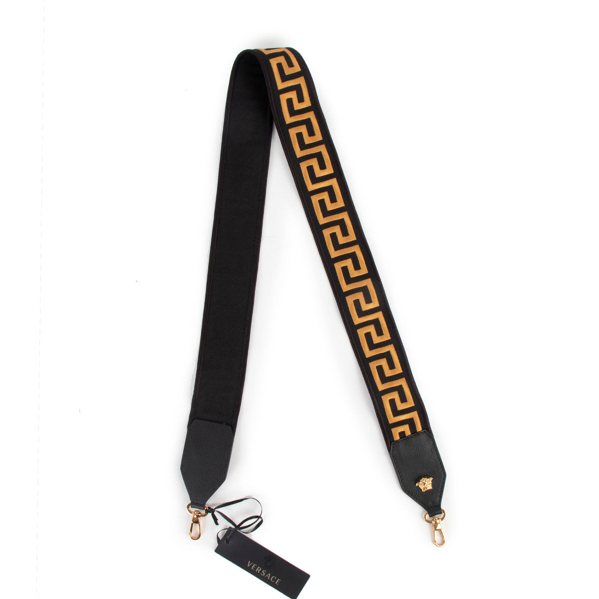 Versace Black Greca-Detail Shoulder Strap