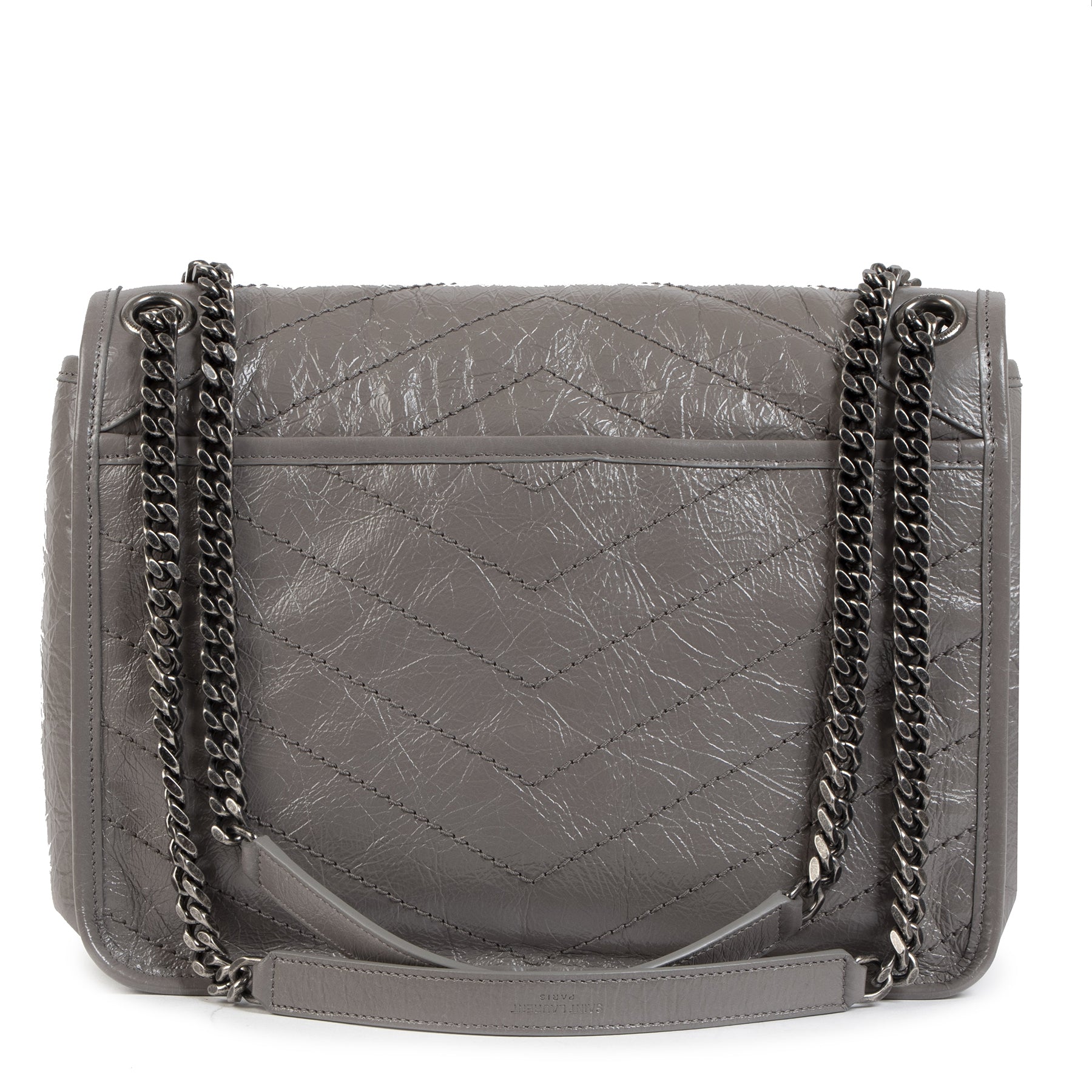 Saint Laurent Niki Medium Crinkled Leather Fog Bag – Labellov