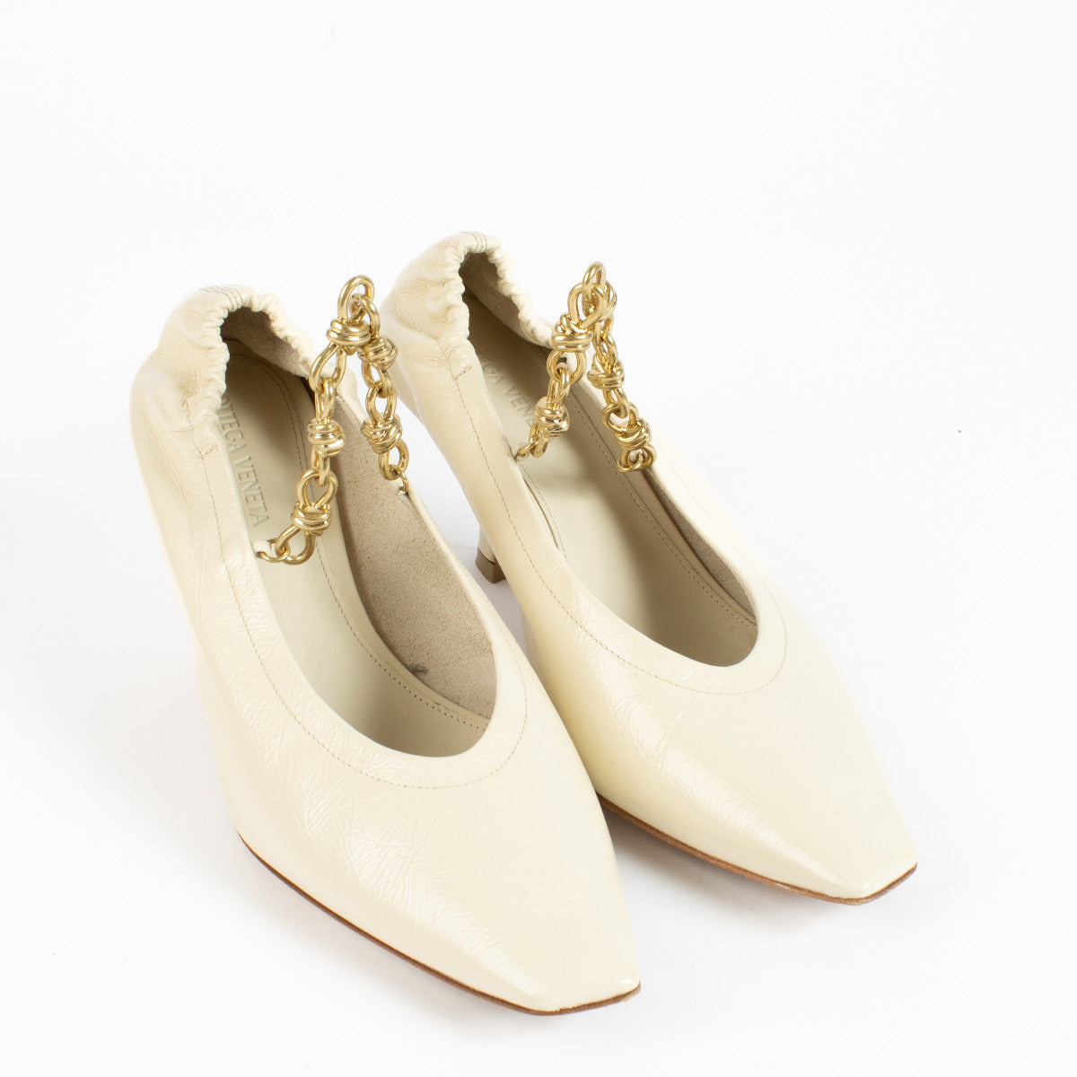 Bottega Veneta Sea Salt Sharp Chain Pumps - size 37
