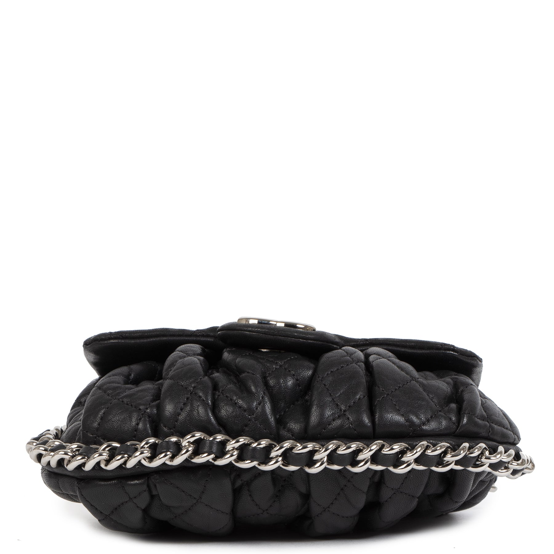 Authentic secondhand Chanel Black Leather Chain Around Bag designer bags shoes accessories vintage luxury webshop fashion fashionista safe secure online shopping worldwide shipping