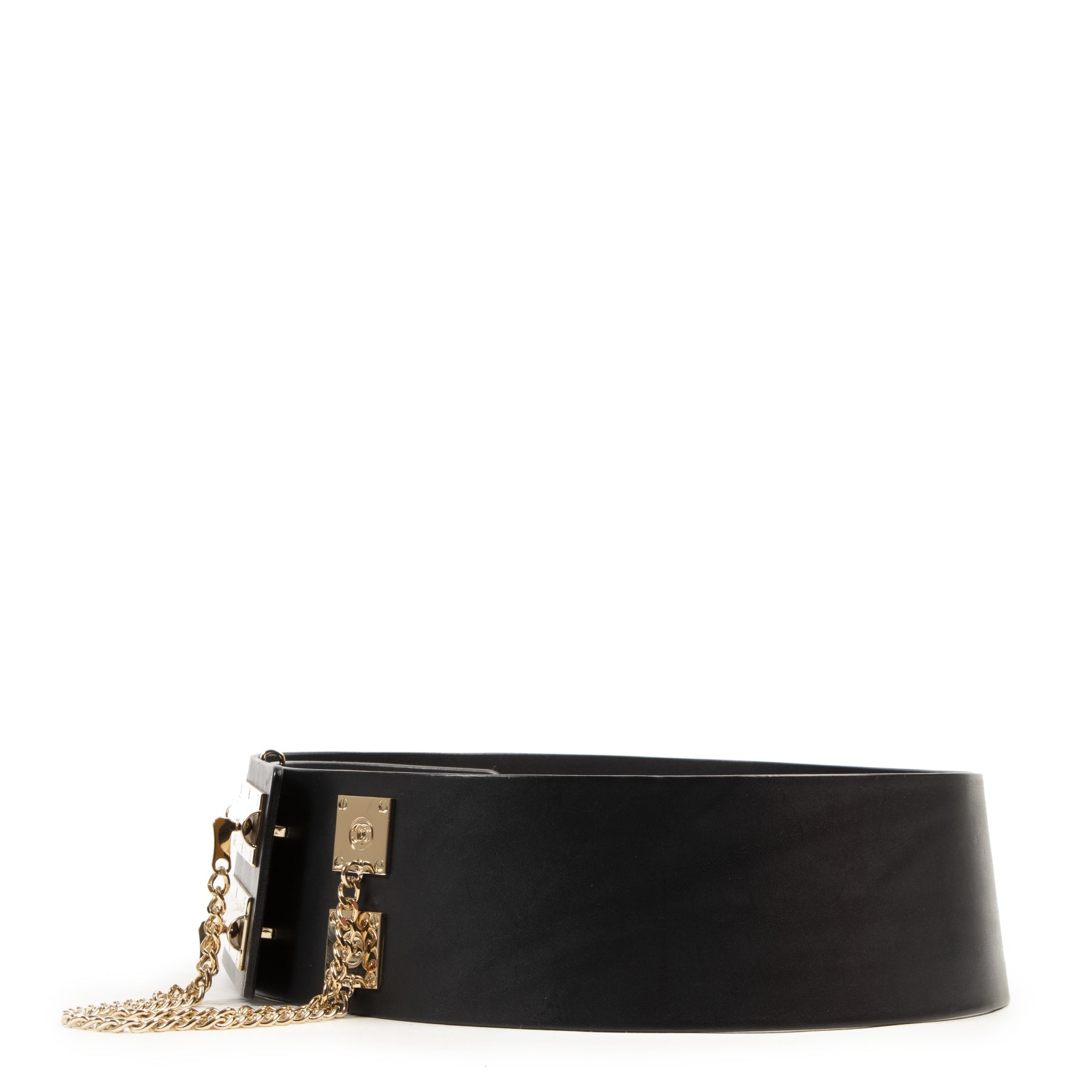 Chanel Wide Black Leather Belt pour le meilleur prix chez Labellov