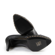 Authentieke Tweedehands Chanel Black Leather CC Cap Toe Chain Detail Platform Pumps - Size 39 juiste prijs veilig online shoppen luxe merken webshop winkelen Antwerpen België mode fashion