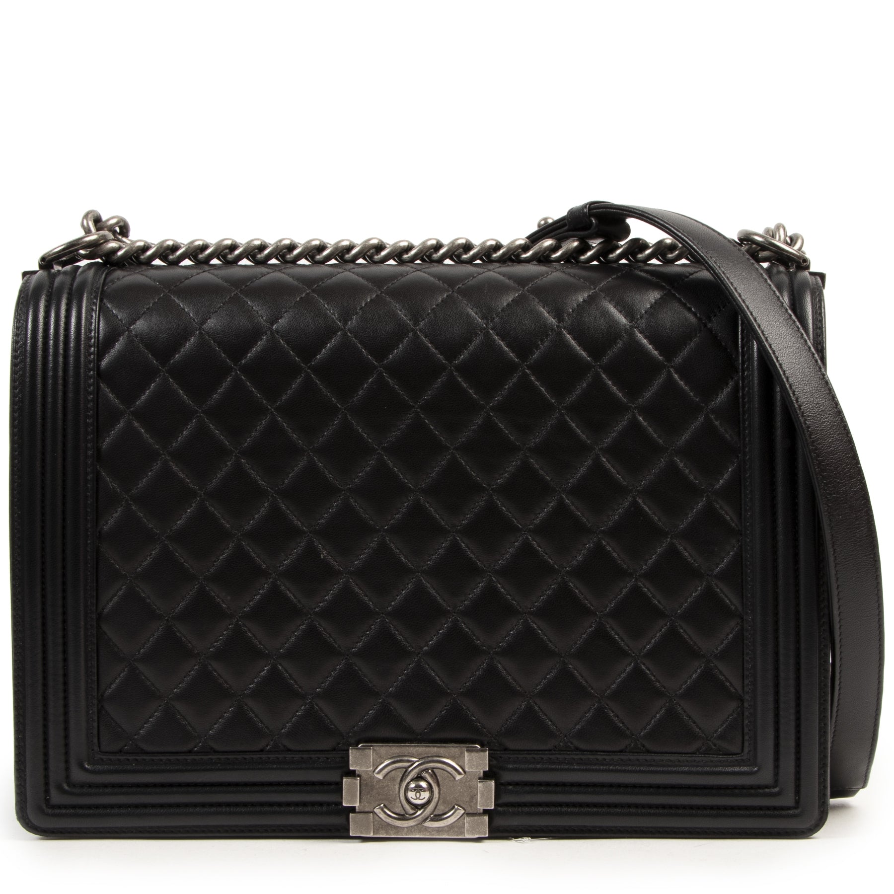 Chanel Black Large Boy Bag PHW for the best price online at Labellov