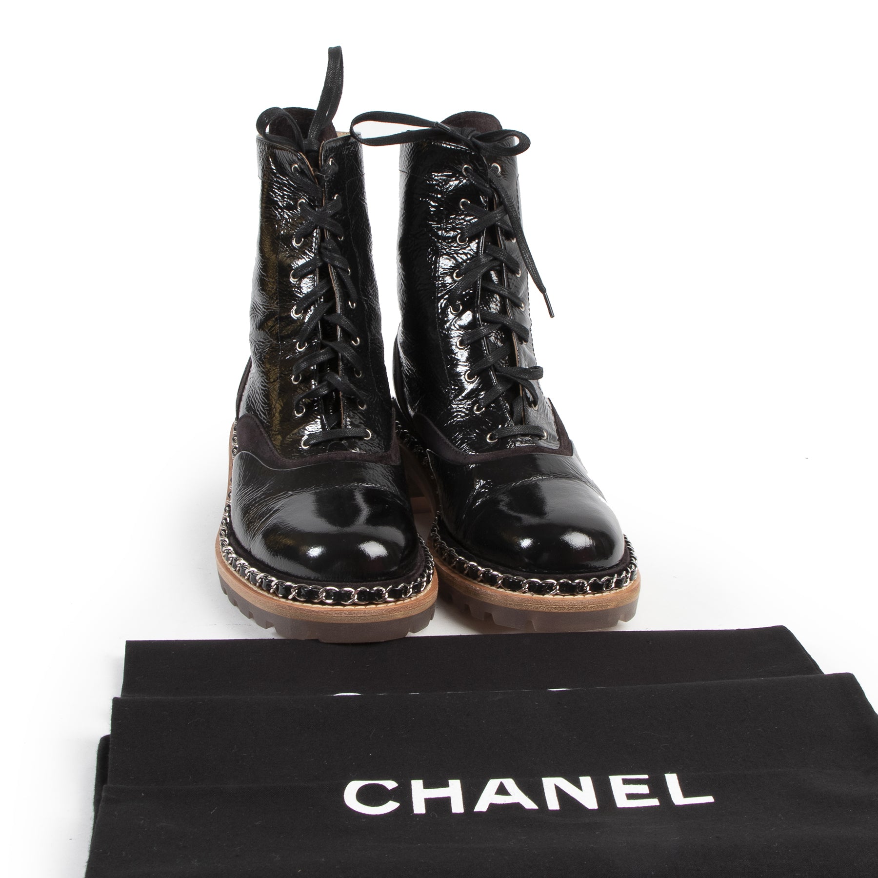 Chanel Black Patent Boots - size 39 te koop