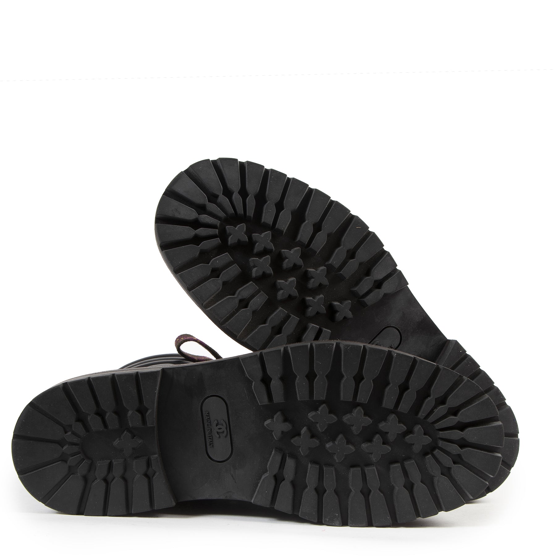 Chanel Black Leather Hiking Boots