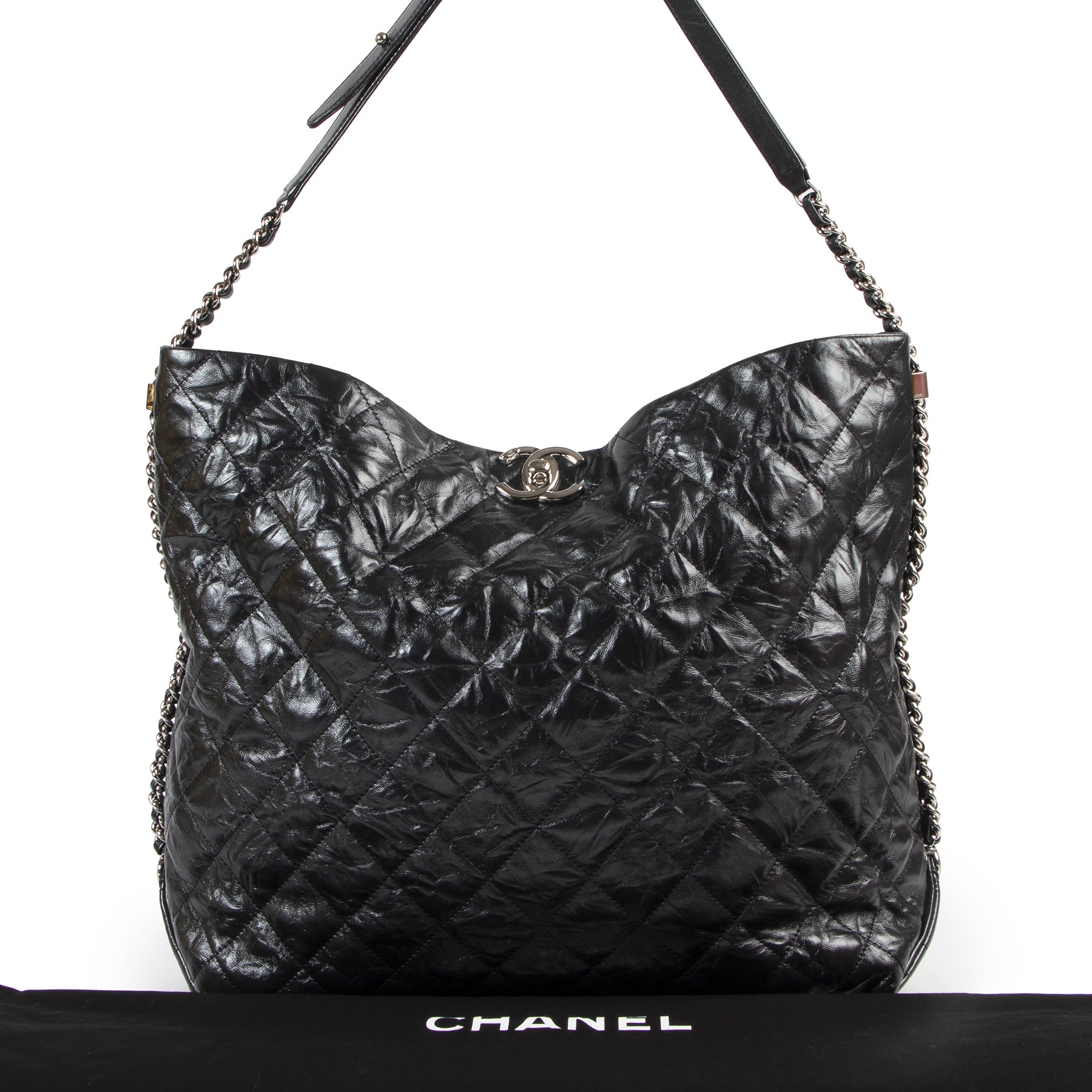 Authentic secondhand Chanel Black Quilted Leather Shopping Tote Bag designer bags fashion luxury vintage webshop safe secure online shopping