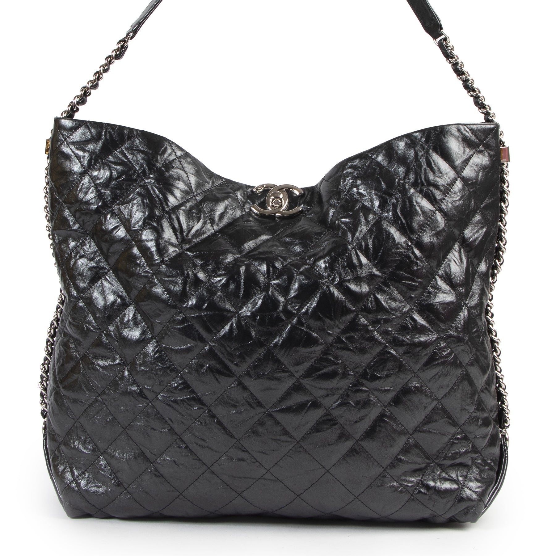 Authentic secondhand Chanel Black Quilted Leather Shopping Tote Bag designer bags fashion luxury vintage webshop safe secure online shopping