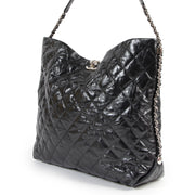 Authentieke Tweedehands Chanel Black Quilted Leather Shopping Tote Bag XL juiste prijs veilig online shoppen luxe merken webshop winkelen Antwerpen België mode fashion