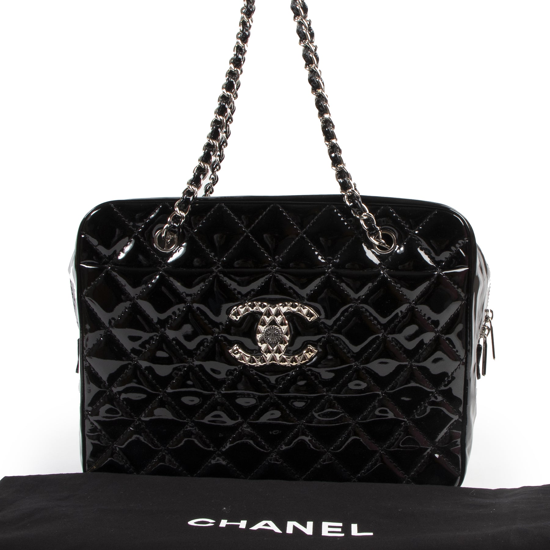 Chanel Black Quilted Patent Leather Shoulder Bag