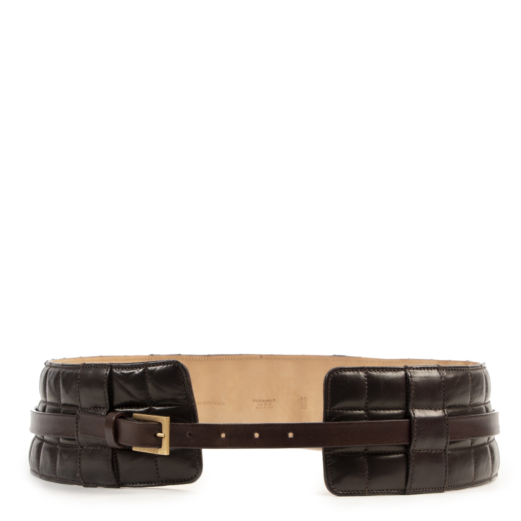 Chanel Brown Matelasse Waist Belt - size 80