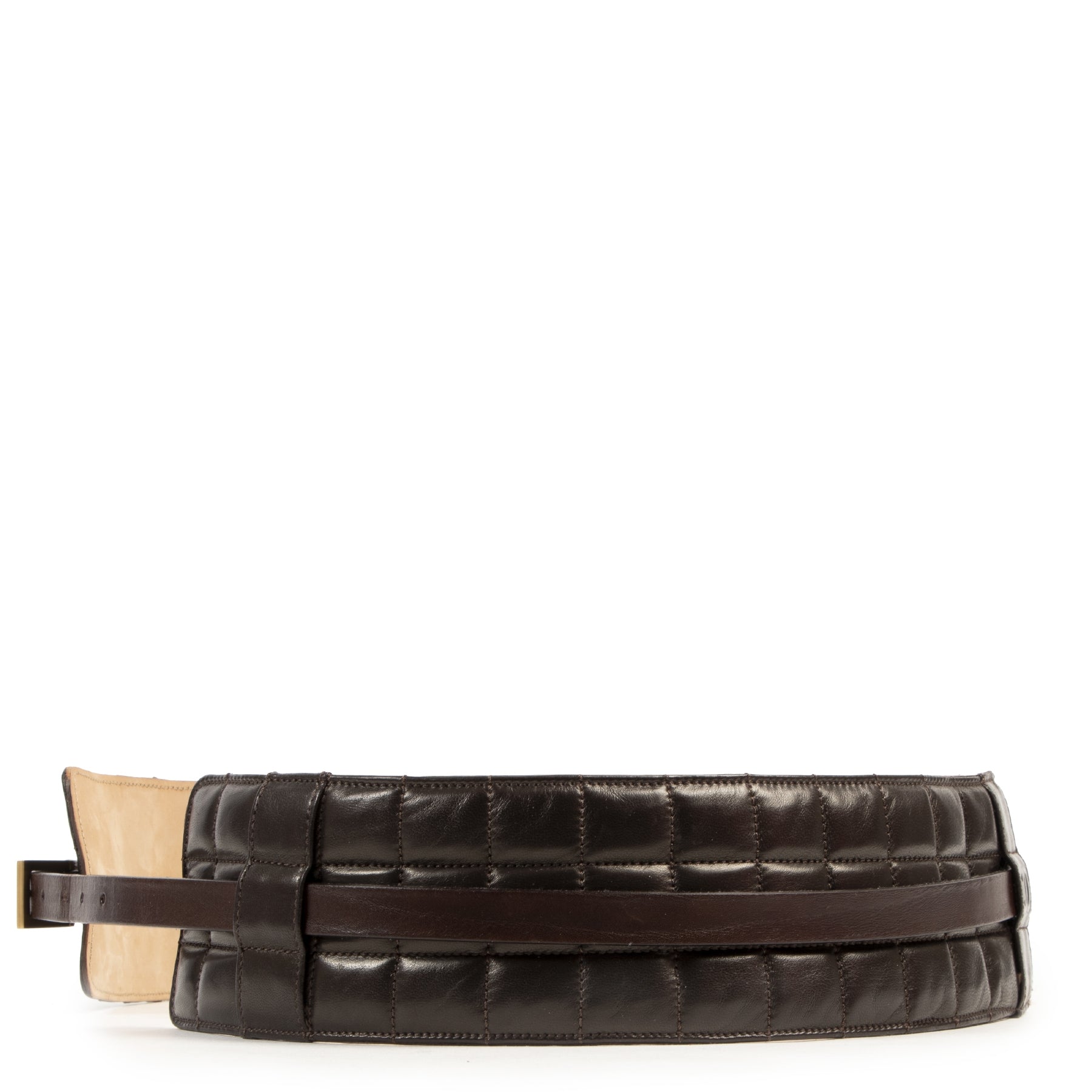 Chanel Brown Matelasse Waist Belt - size 80