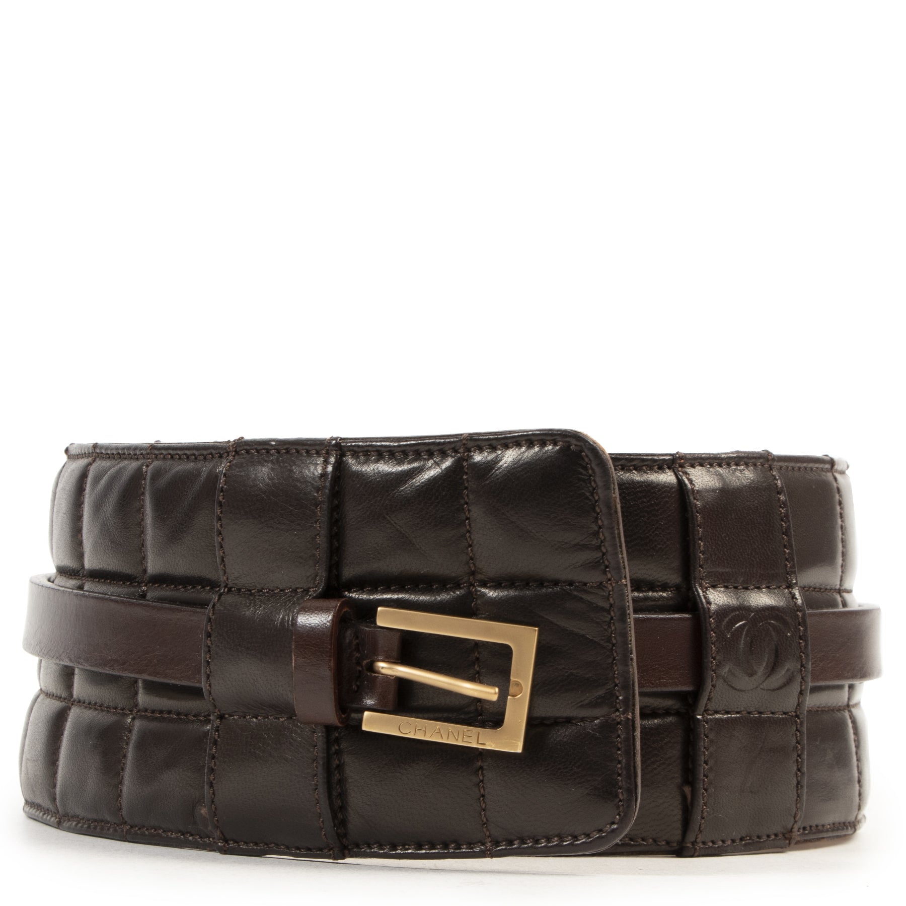Chanel Brown Matelasse Waist Belt - size 80