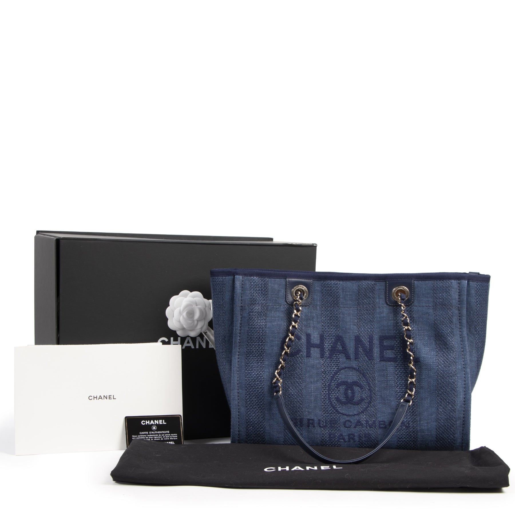 Chanel Small Blue Deauville Tote Bag