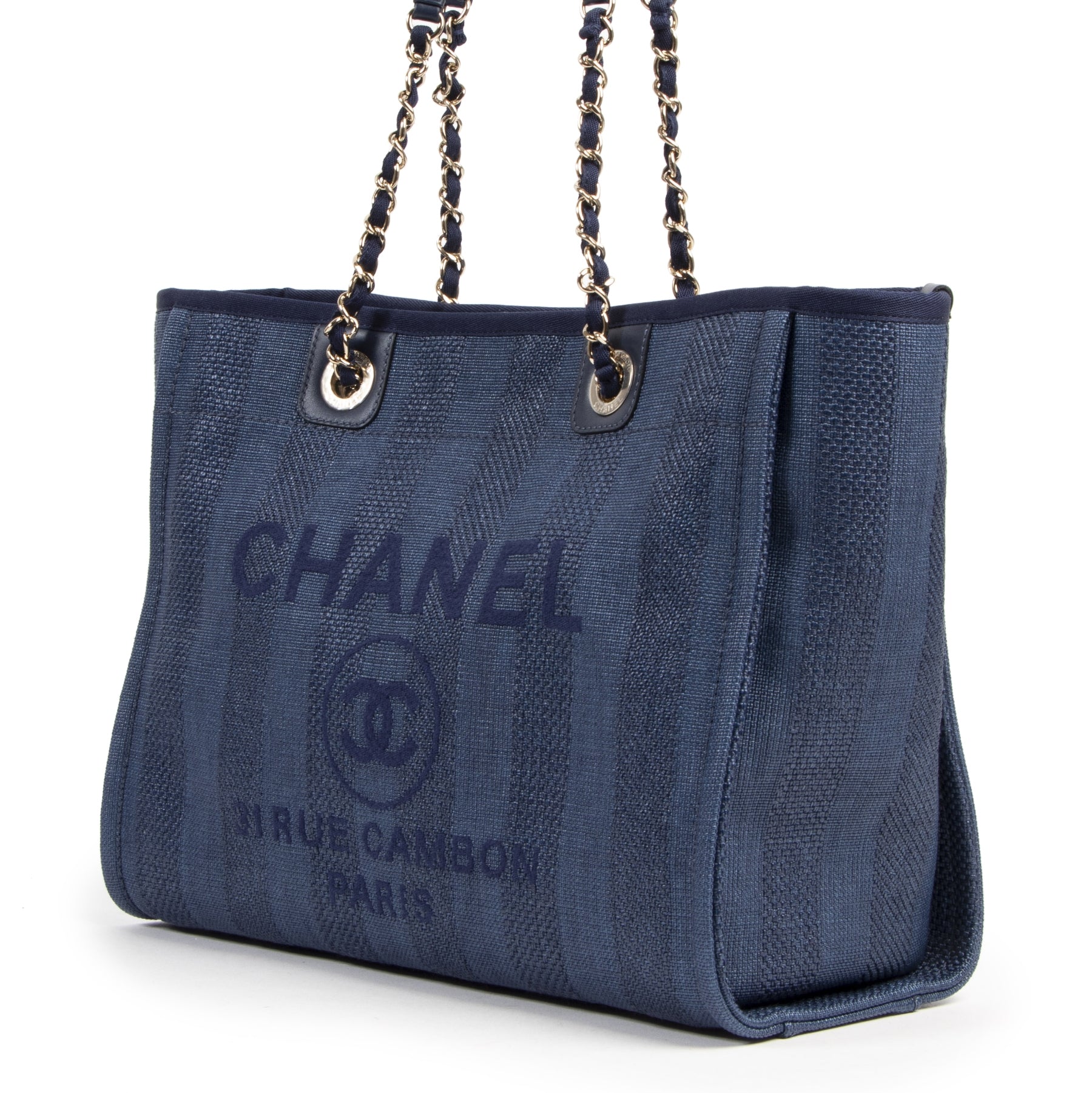 Chanel Small Blue Deauville Tote Bag pour le meilleur prix chez Labellov à Anvers Belgique