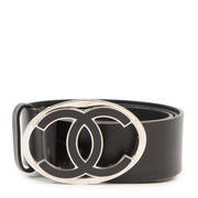 Chanel Black Leather CC Buckle Belt - size 85