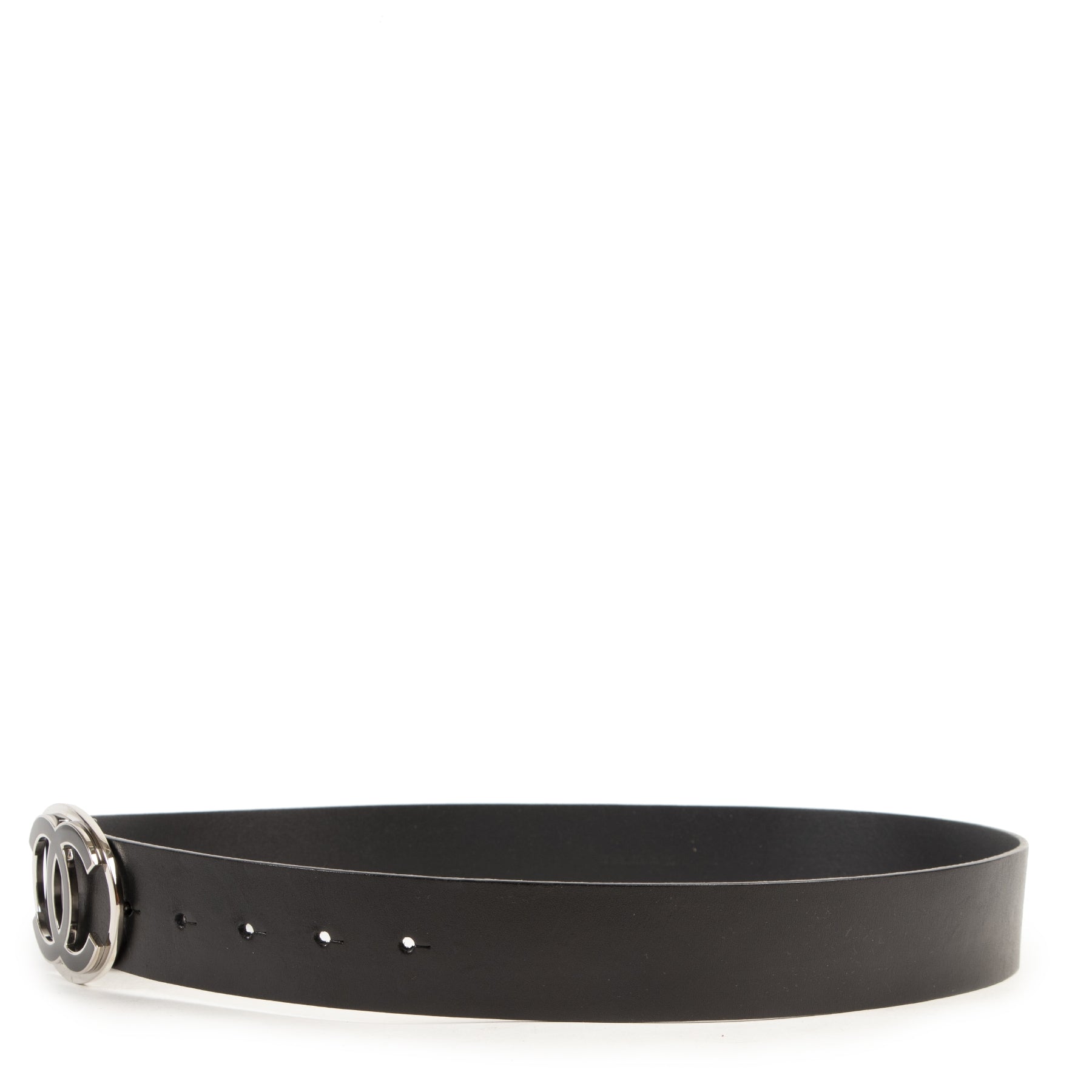 Chanel Black Leather CC Buckle Belt - size 85