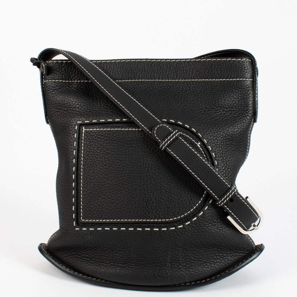 Delvaux Zwarte Taurillon Soft Pin Daily Surpiqué Tas