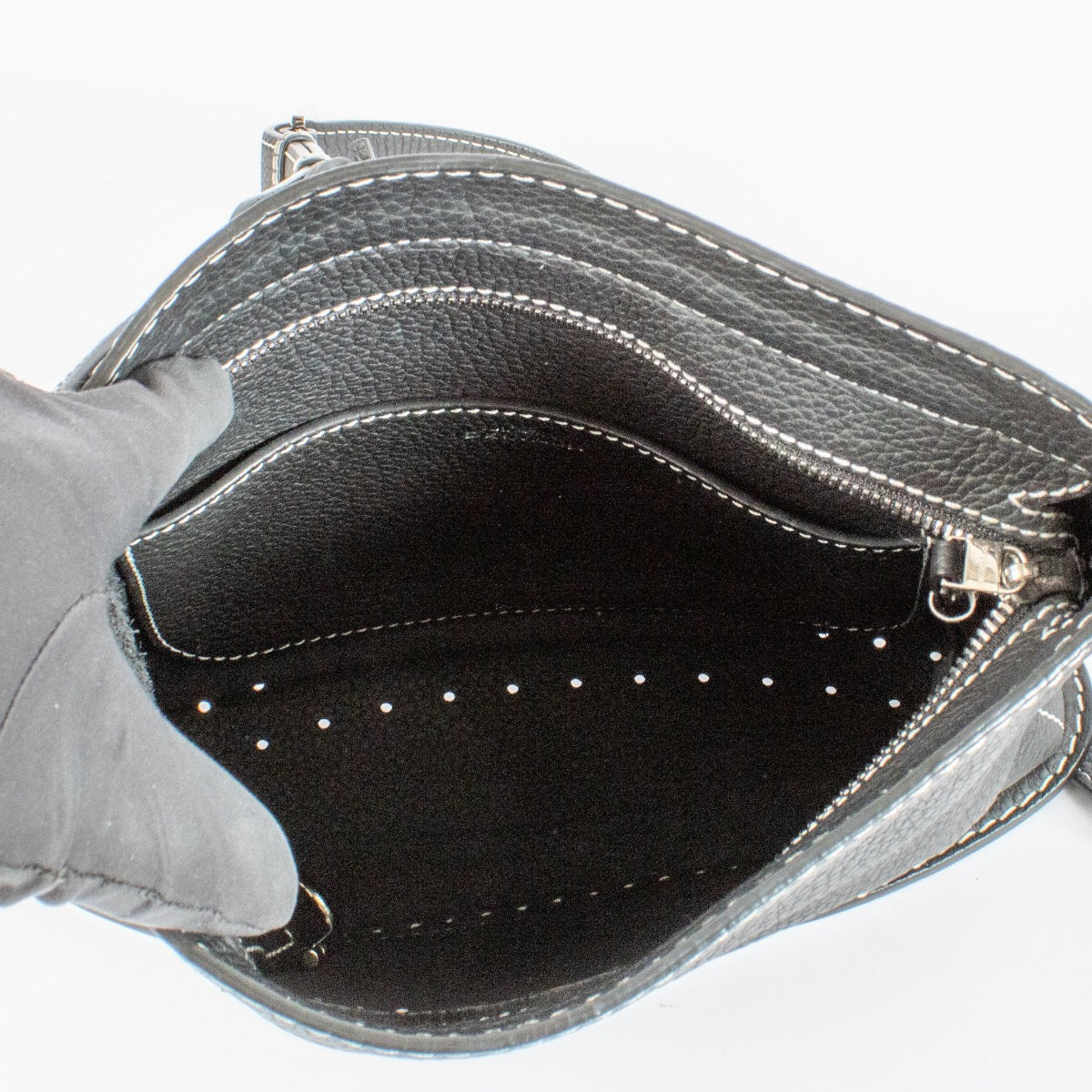 Delvaux Zwarte Taurillon Soft Pin Daily Surpiqué Tas