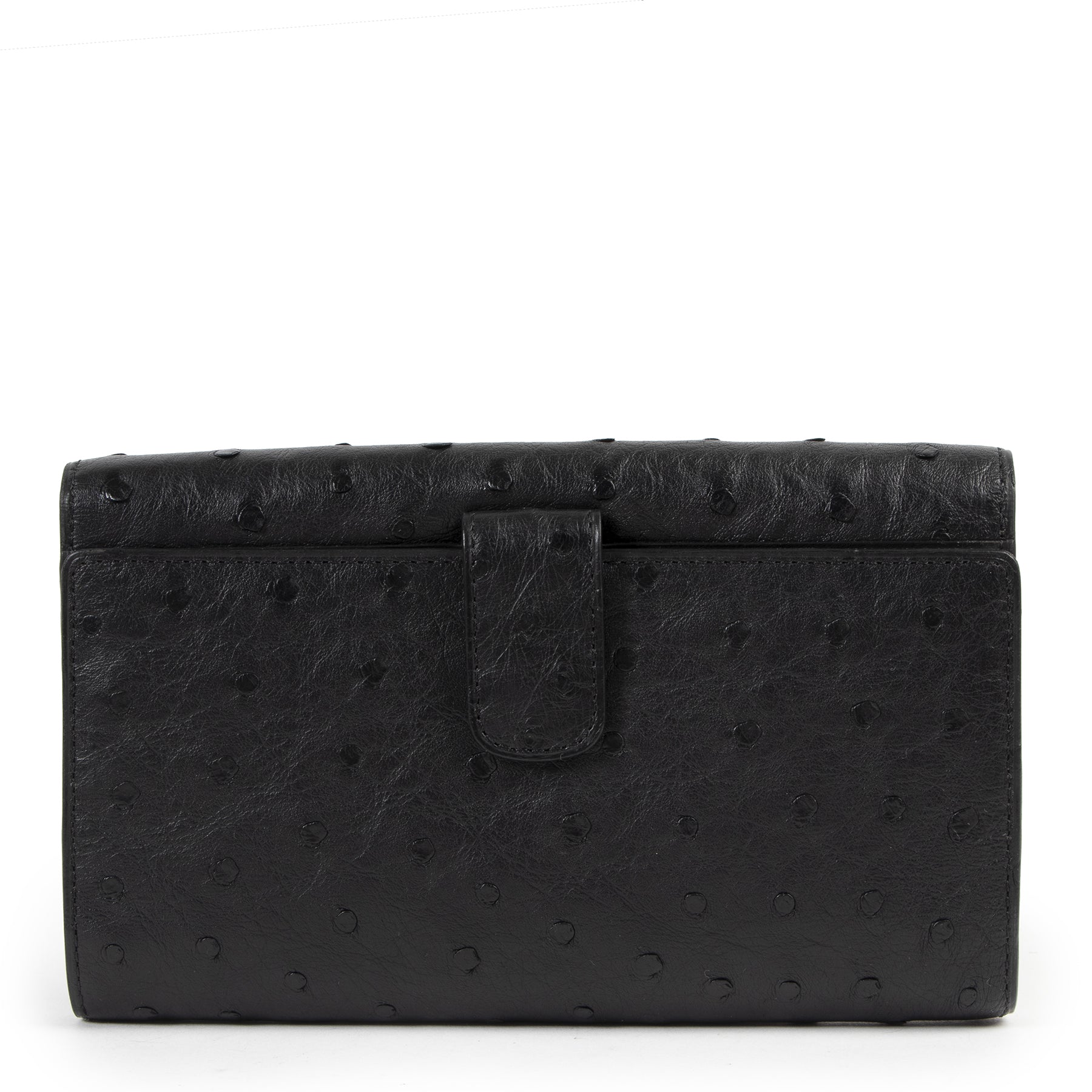 Authentic secondhand Delvaux Black Ostrich Wallet designer accessories fashion luxury vintage webshop safe secure online shopping