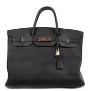 Buy and sell 100% authentic Hermès Birkin 40 Black Taurillon Clemence GHW