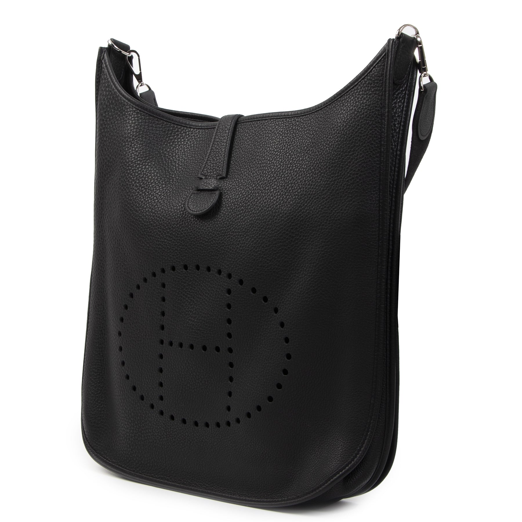 Authentic second-hand vintage Hermès Evelyne Black TGM Bag buy online webshop LabelLOV