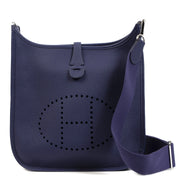 Authentic second-hand vintage Hermès Blue Evelyne PM Bag buy online webshop LabelLOV