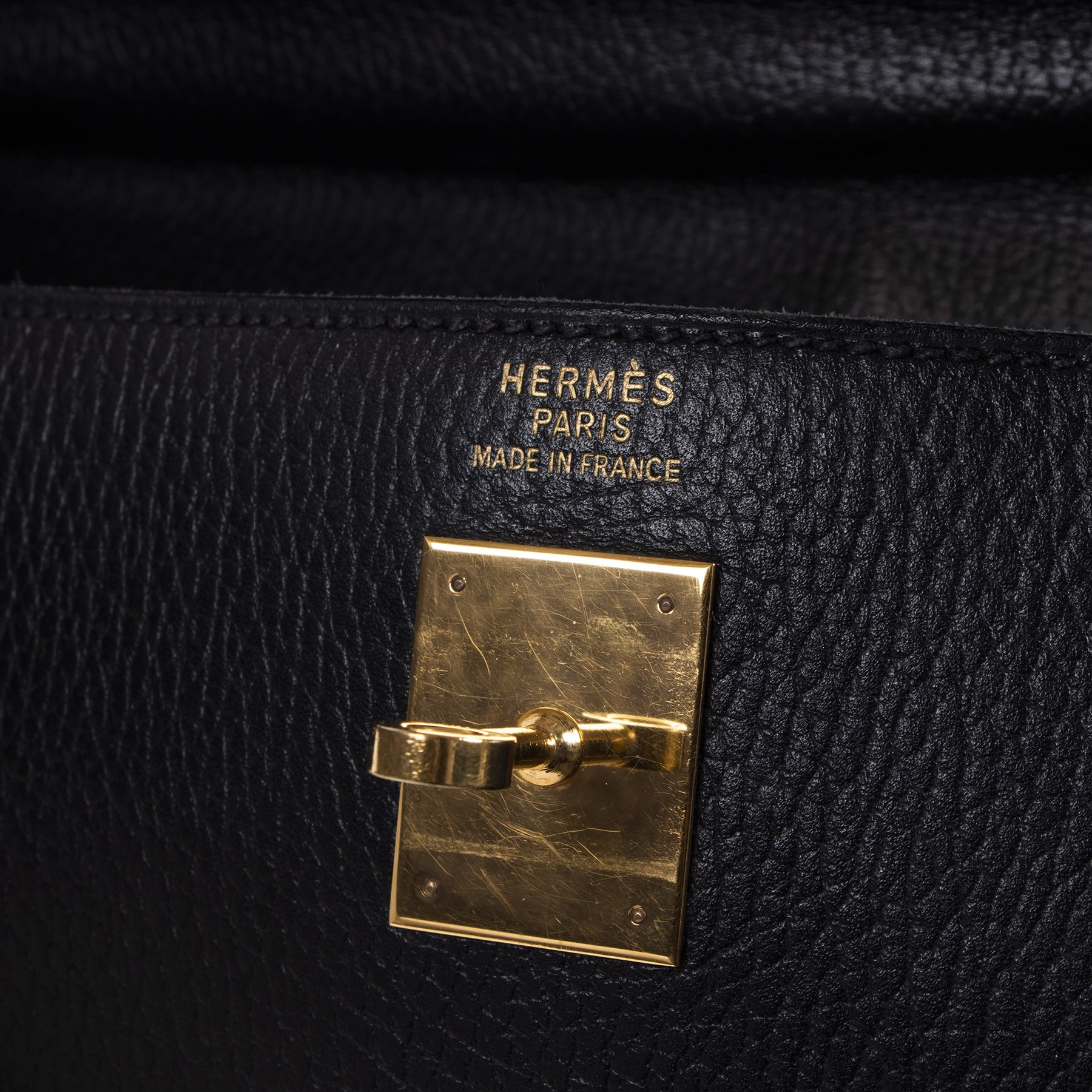 Hermès Kelly 40 Zwart Vache Ardennes GHW