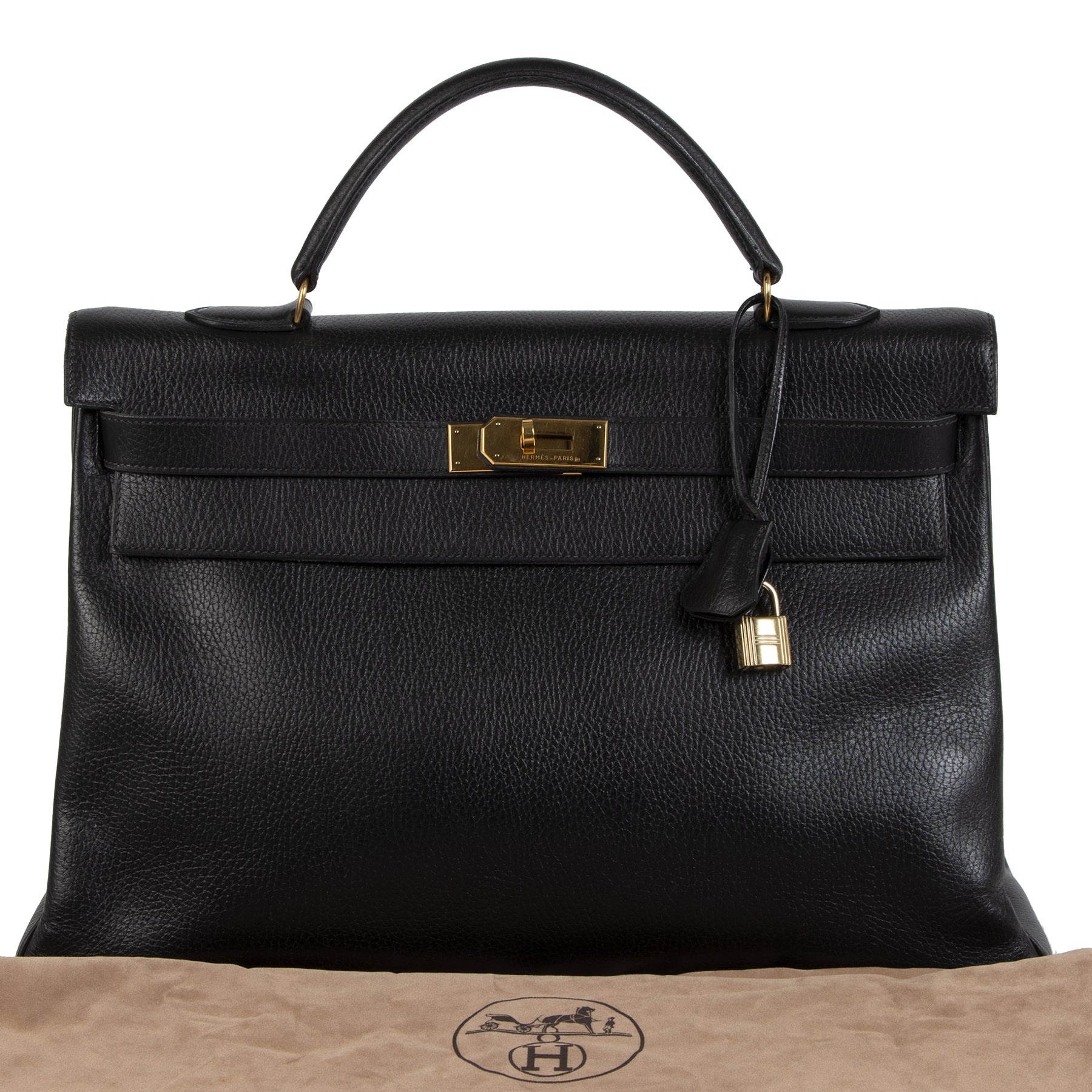 Hermès Kelly 40 Black Vache Ardennes GHW