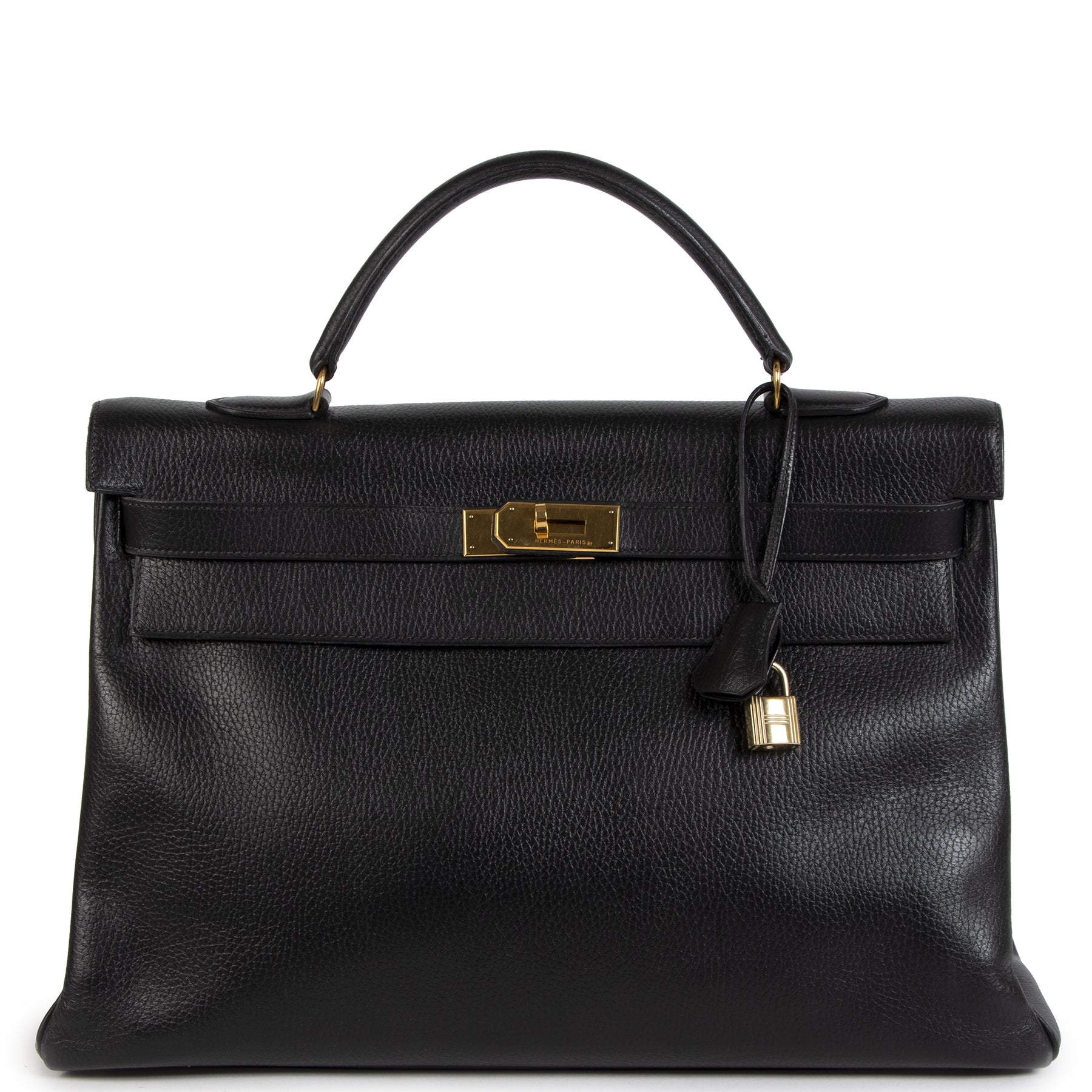 Hermès Kelly 40 Black Vache Ardennes GHW