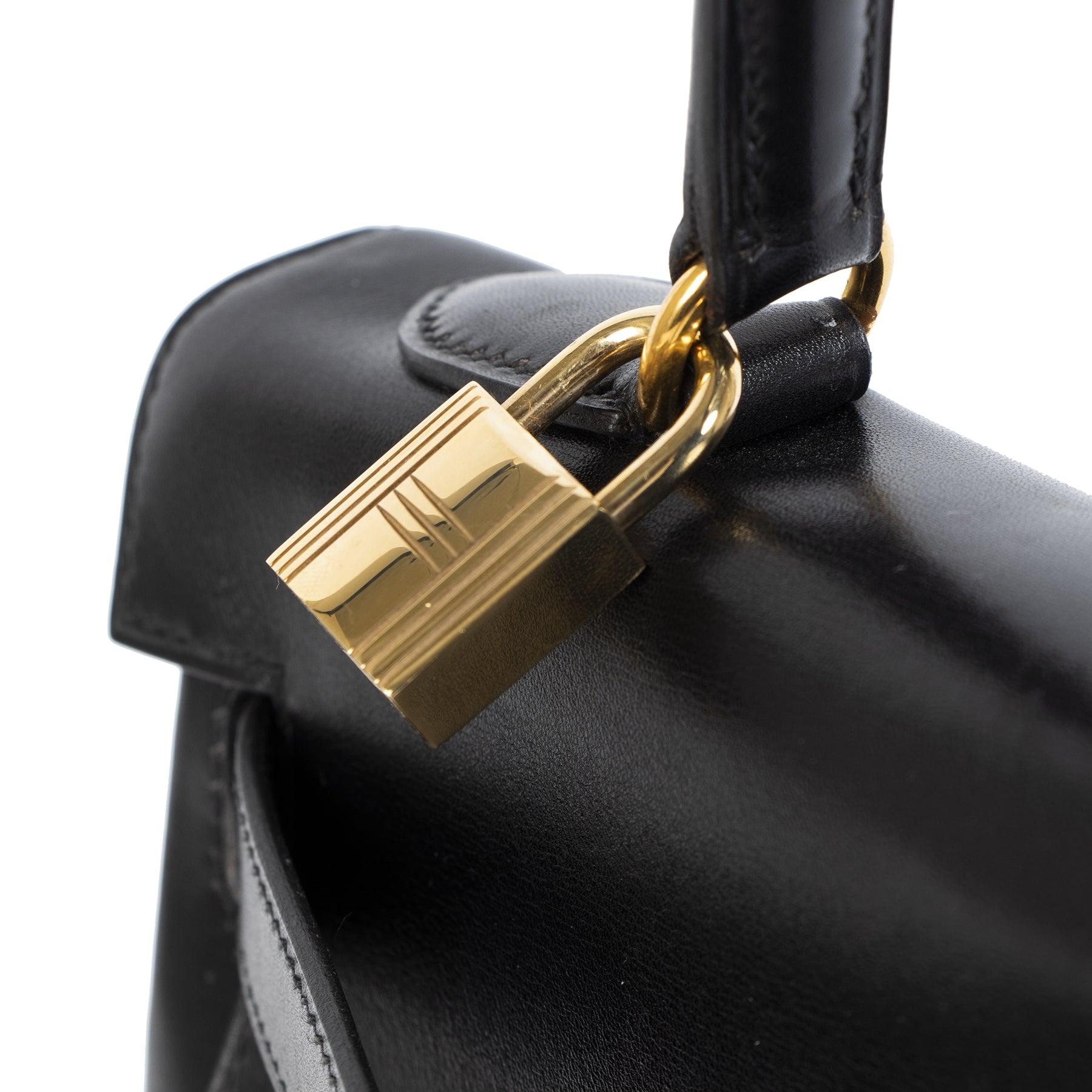 Authentic second-hand vintage Hermès Kelly 32 Boxcalf Black Bag buy online webshop LabelLOV