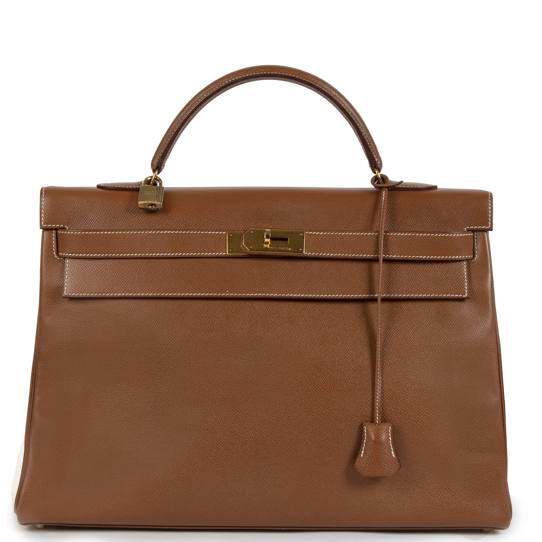 Authentique seconde-main vintage Hermès Kelly 40 Gold Courchevel achète en ligne webshop LabelLOV