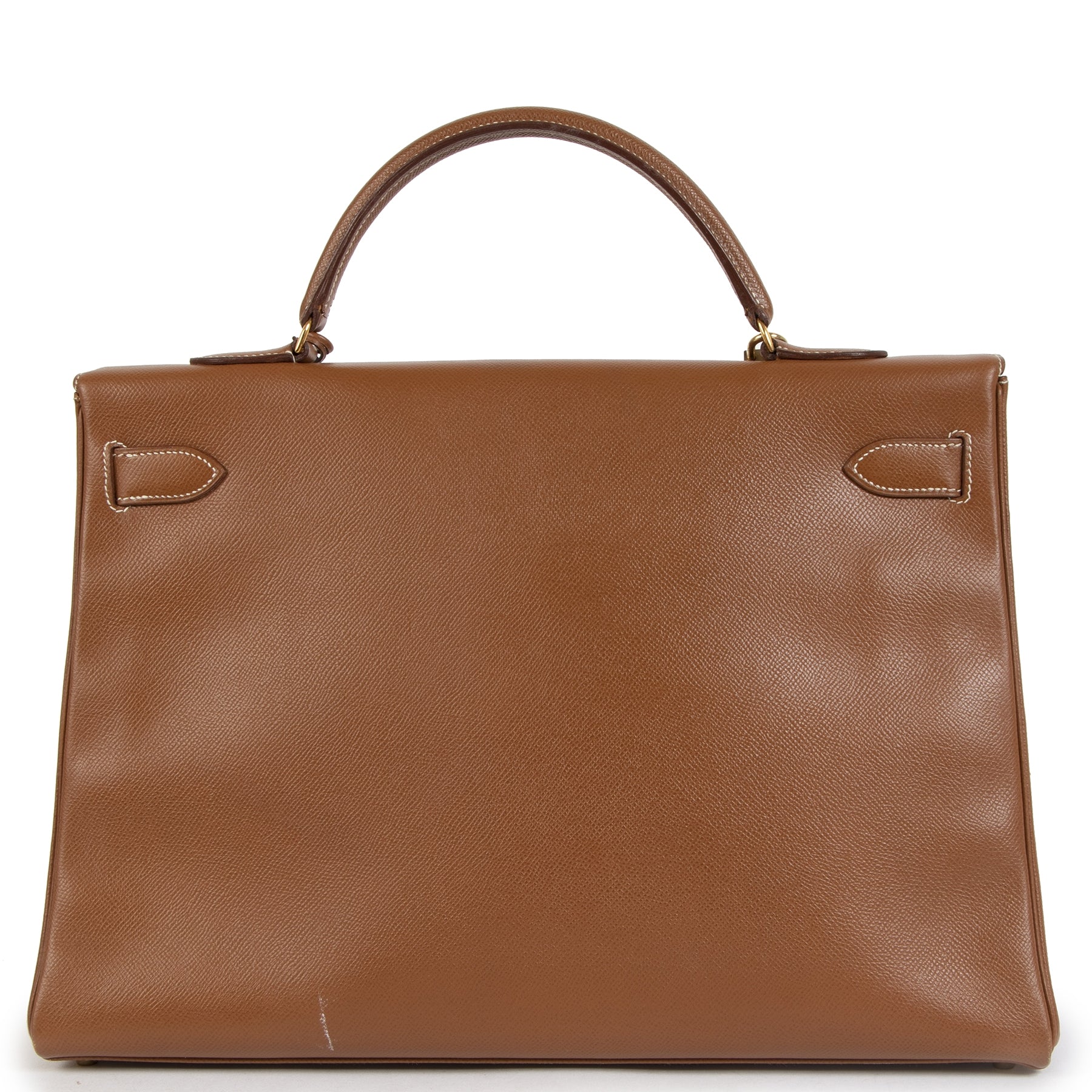 Authentieke tweedehands vintage Hermès Kelly 40 Gold Courchevel koop online webshop LabelLOV