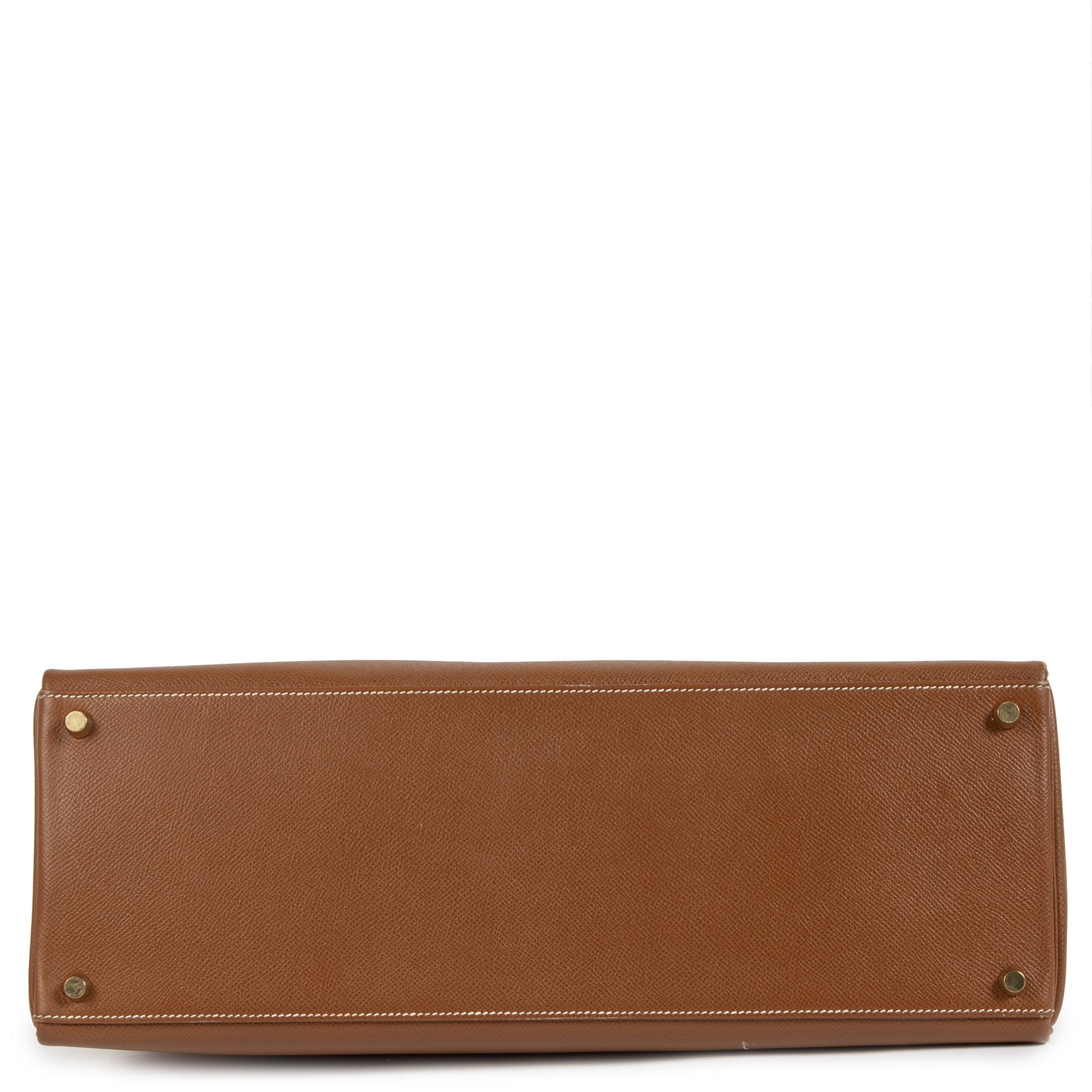 Authentic second-hand vintage Hermès Kelly 40 Gold Courchevel buy online webshop LabelLOV