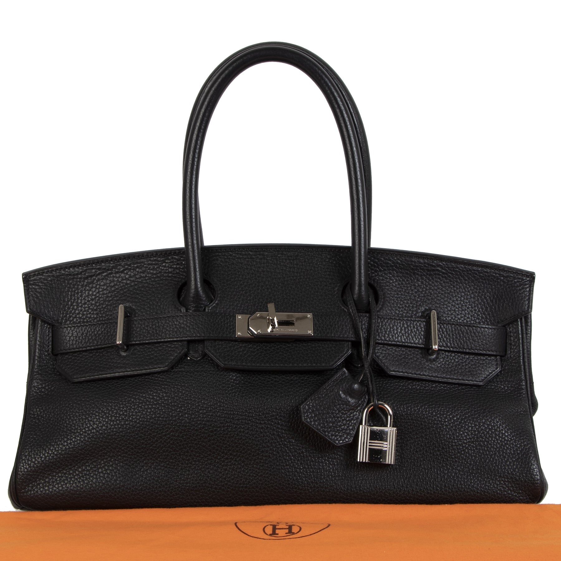 Hermès Birkin JPG Shoulder 42 Black Clemence PHW available for the best price at Labellov secondhand luxury