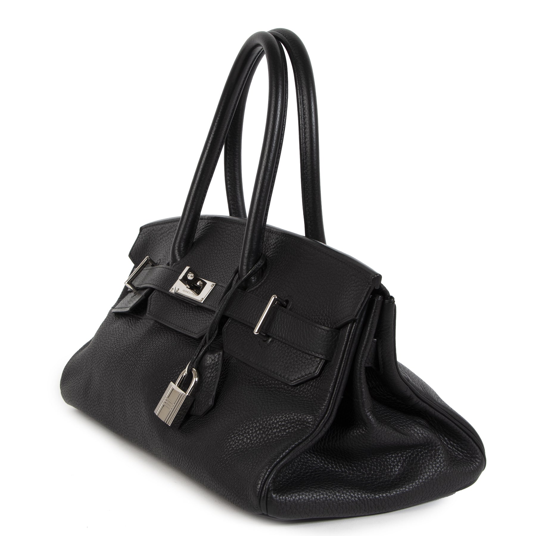 Koop en verkoop uw authentieke designer Hermès Birkin JPG Shoulder 42 Black Clemence PHW