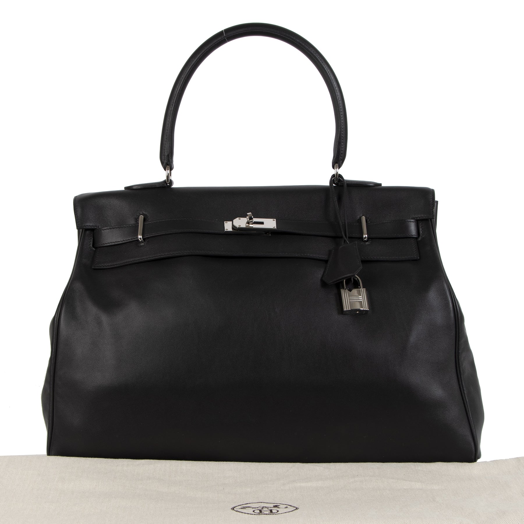 Hermès Kelly Relax 50 Travel Bag Black Sikkim Leather PHW