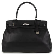 Hermès Kelly Relax 50 Travel Bag Black Sikkim Leather PHW for the best price at Labellov secondhand luxury
