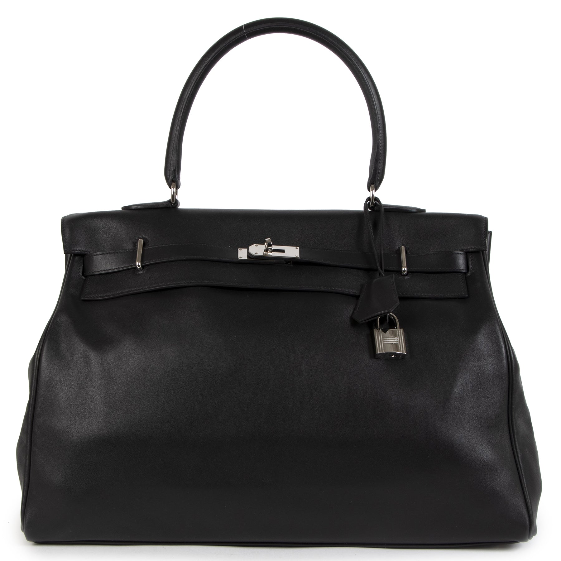 Hermès Kelly Relax 50 Travel Bag Black Sikkim Leather PHW for the best price at Labellov secondhand luxury