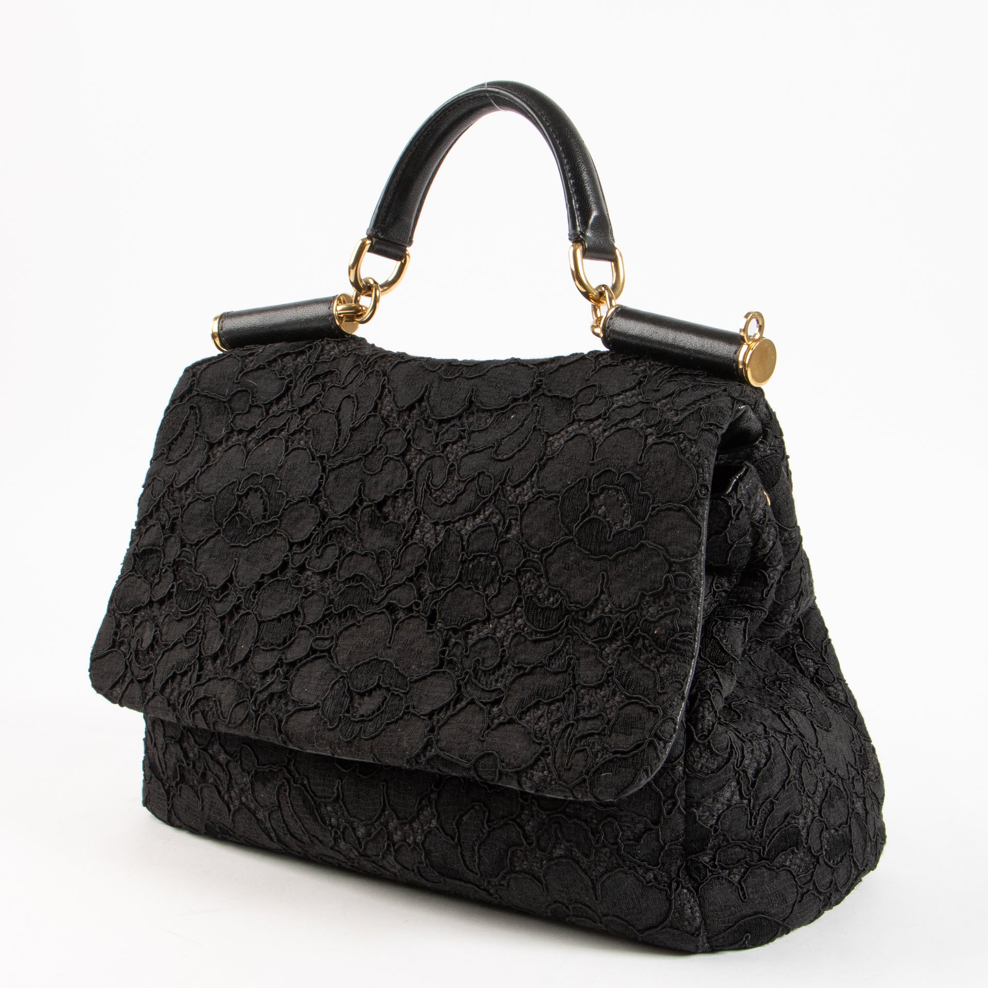 Dolce & Gabbana Black Lace Large Sicily Bag