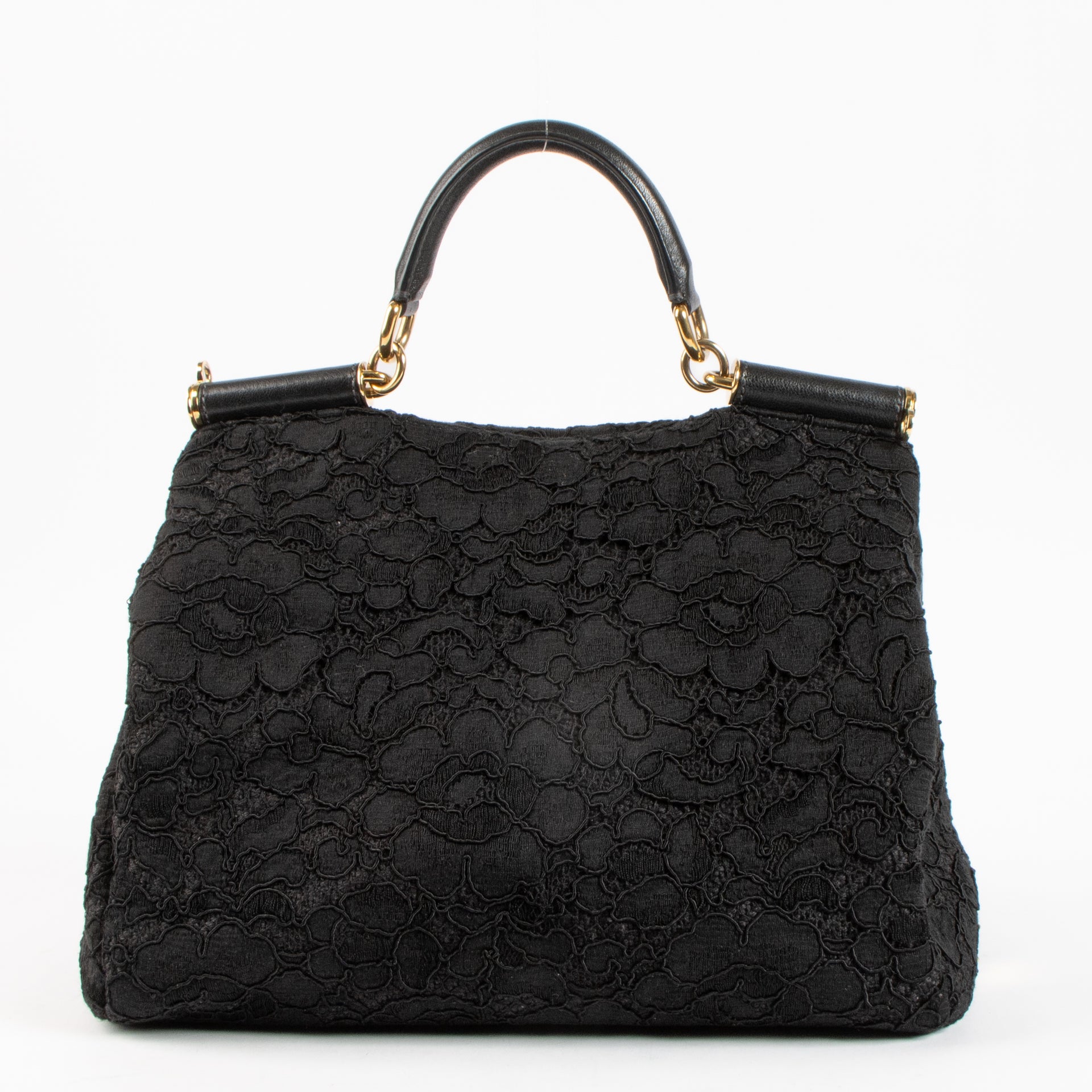 Dolce & Gabbana Black Lace Large Sicily Bag