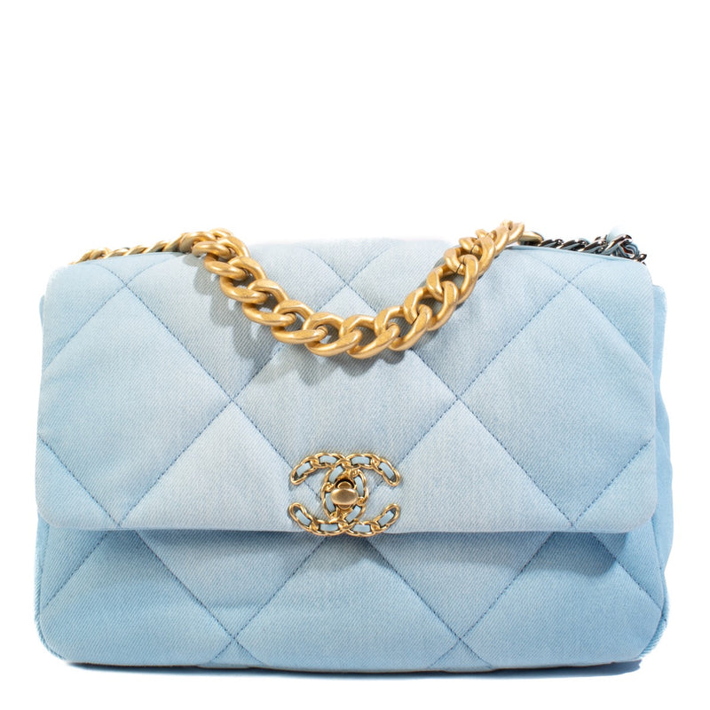 shop 100% authentic second hand Chanel 19 Large Blue Denim Crossbody Bag on Labellov.com