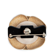 Chanel Cruise 2018 Metallic Gold Leather CC Camellia Brooch
