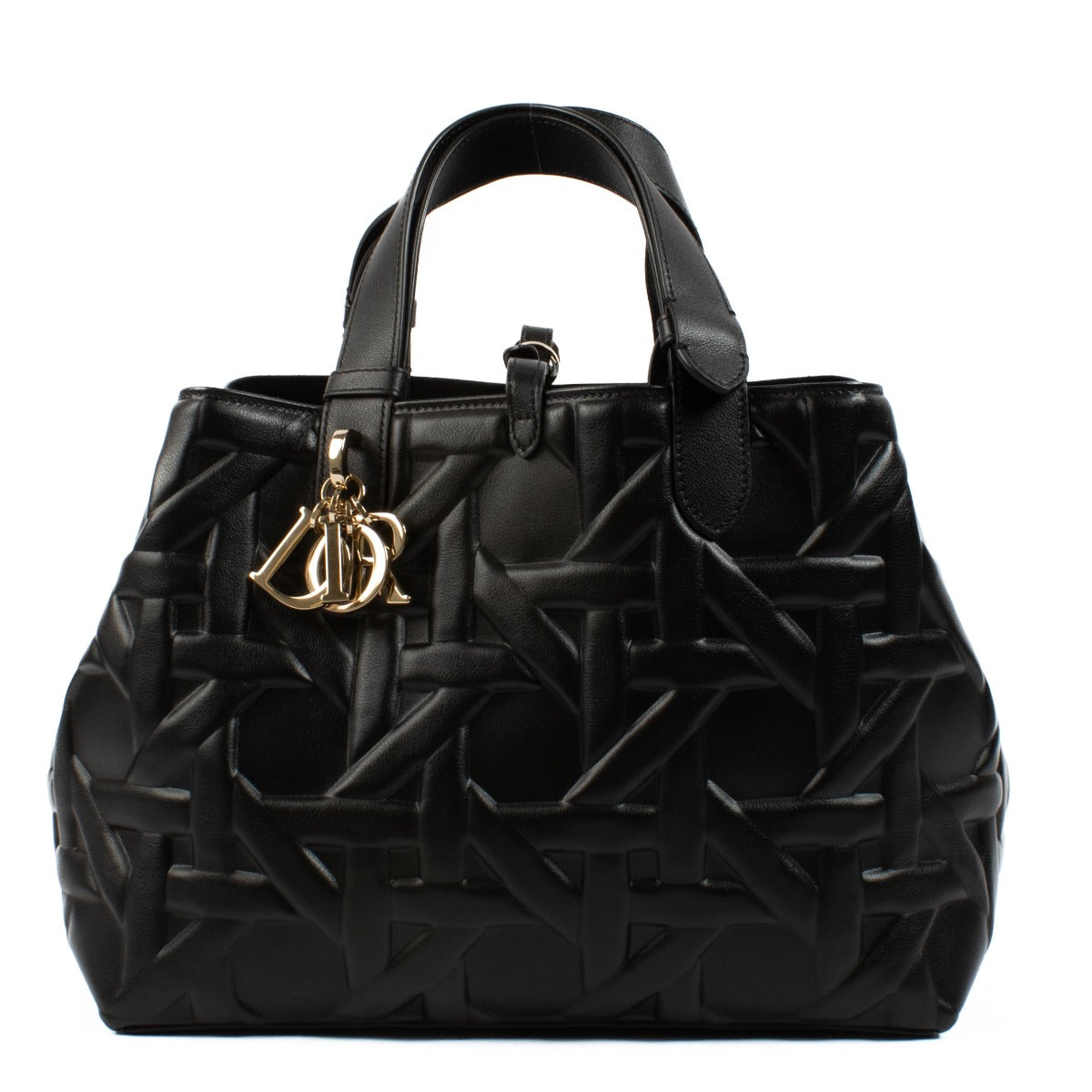 Christian Dior Black Calfskin Graphic Cannage Medium Toujours Bag