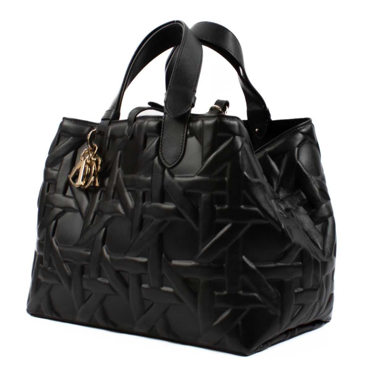 Christian Dior Black Calfskin Graphic Cannage Medium Toujours Bag