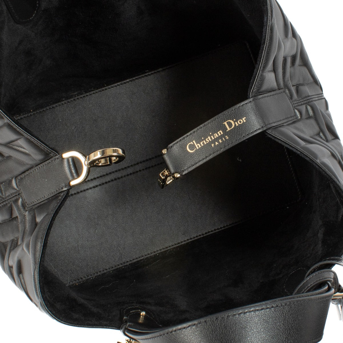 Christian Dior Black Calfskin Graphic Cannage Medium Toujours Bag