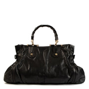Gucci Black Pop Bamboo Handle Large Tote Bag