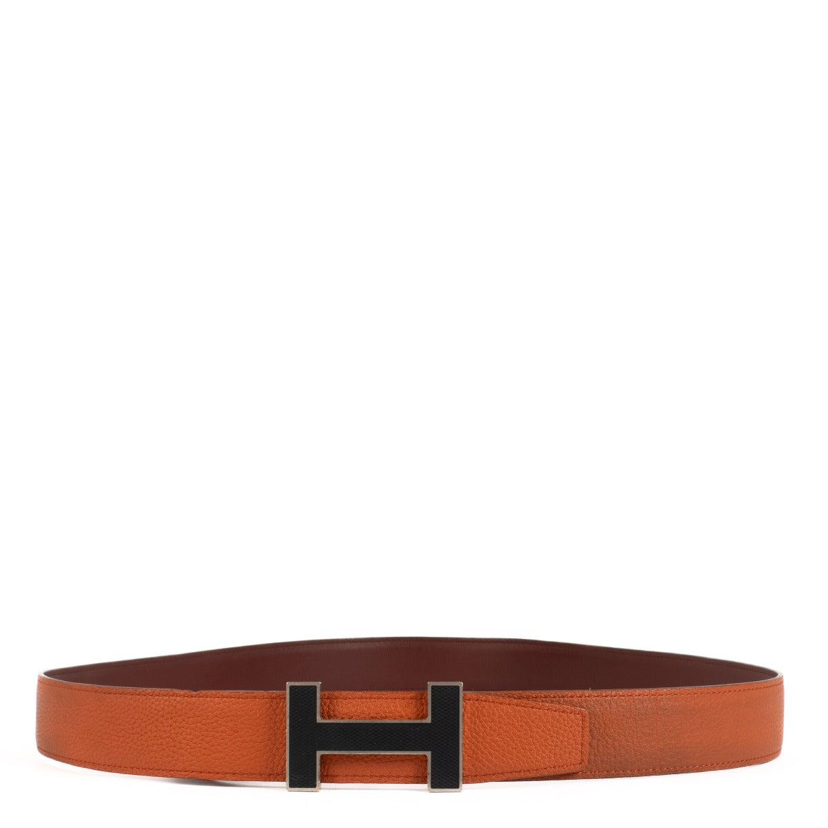 Hermès Rouge H/Capucine Swift/Togo Reversible H Buckle Belt